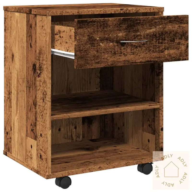 Rulleskap Gammelt Tre 46X36X59 Cm Konstruert Tre