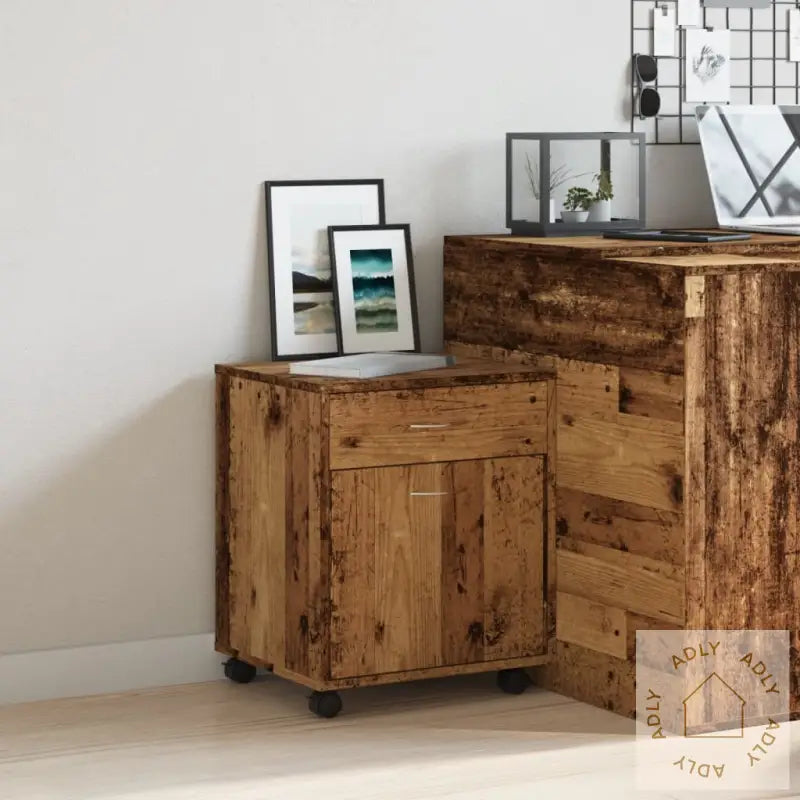 Rulleskap Gammelt Tre 45X38X54 Cm Konstruert Tre