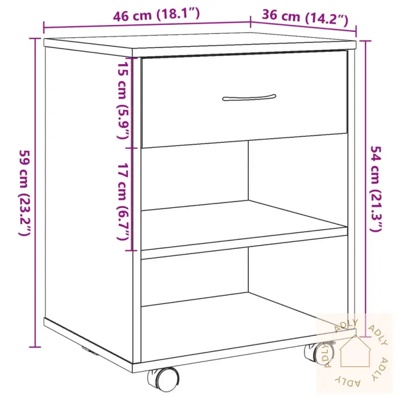 Rulleskap Artisan Eik 46X36X59 Cm Konstruert Tre