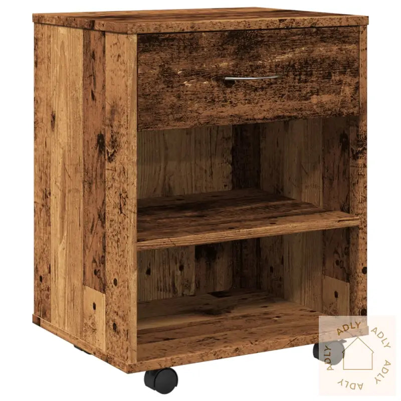 Rulleskap Gammelt Tre 46X36X59 Cm Konstruert Tre