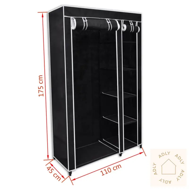 Sammenleggbar Garderobe Svart 110 X 45 X 175 Cm
