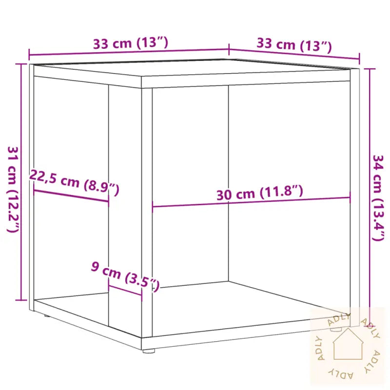 Sidebord Gammelt Tre 33X33X34 Cm Konstruert Tre