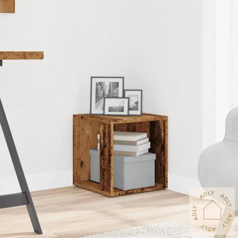 Sidebord Gammelt Tre 33X33X34 Cm Konstruert Tre