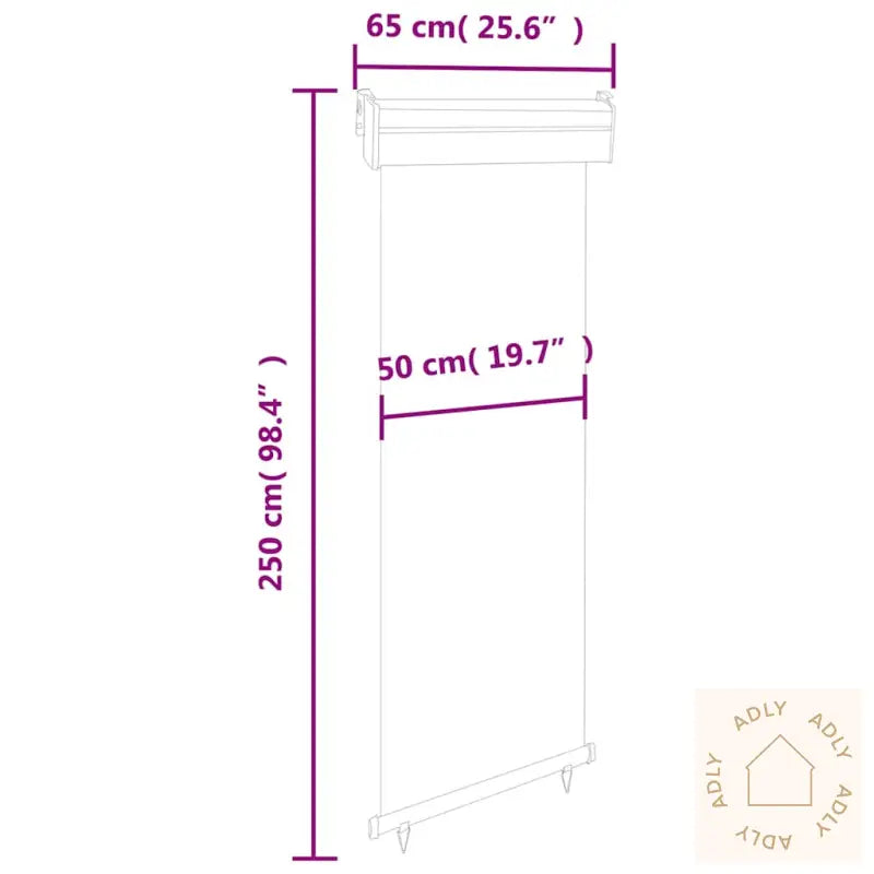 Sidemarkise For Balkong 60X250 Cm Grå