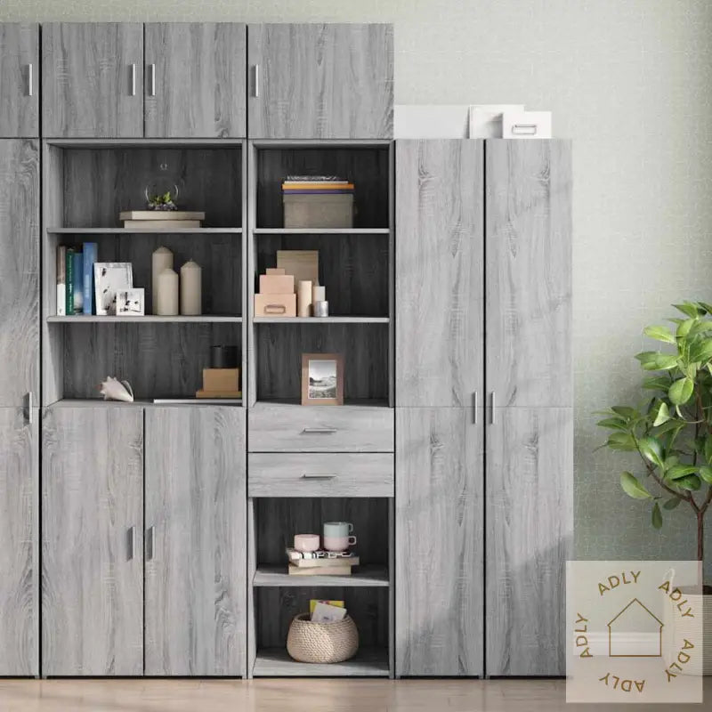 Smalt Oppbevaringsskap Grå Sonoma 50X42,5X225 Cm Konstruert Tre