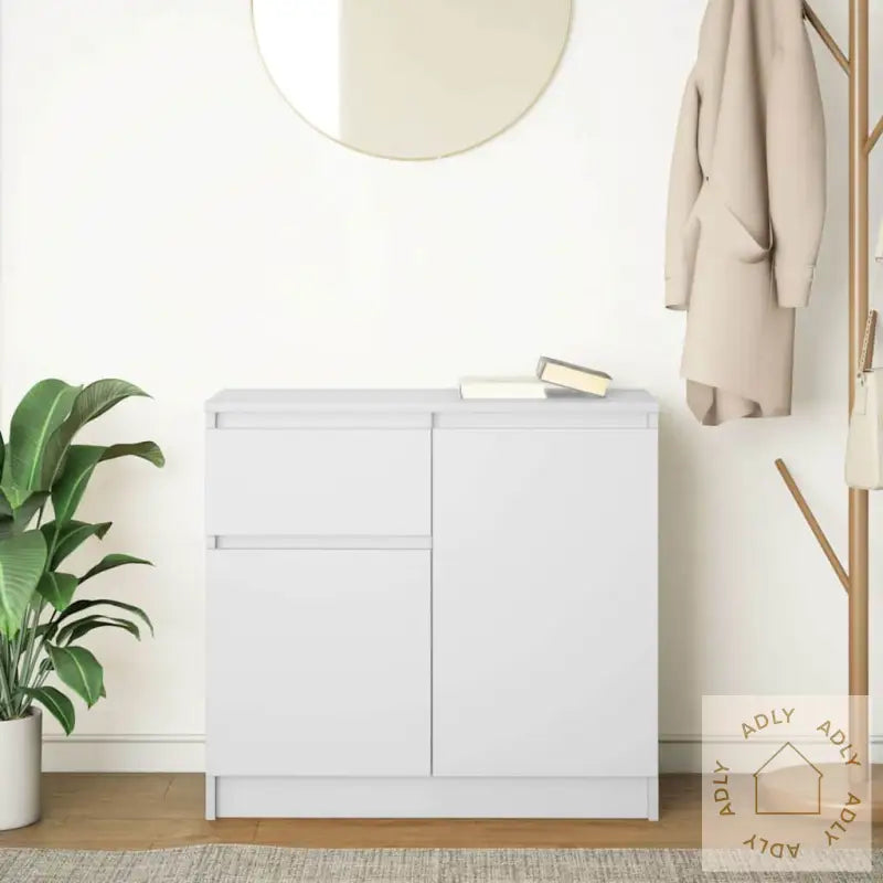 Skjenk Med Skuff Hvit 71X35X65 Cm Konstruert Tre