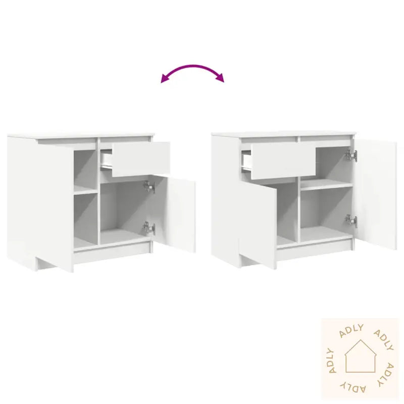 Skjenk Med Skuff Hvit 71X35X65 Cm Konstruert Tre