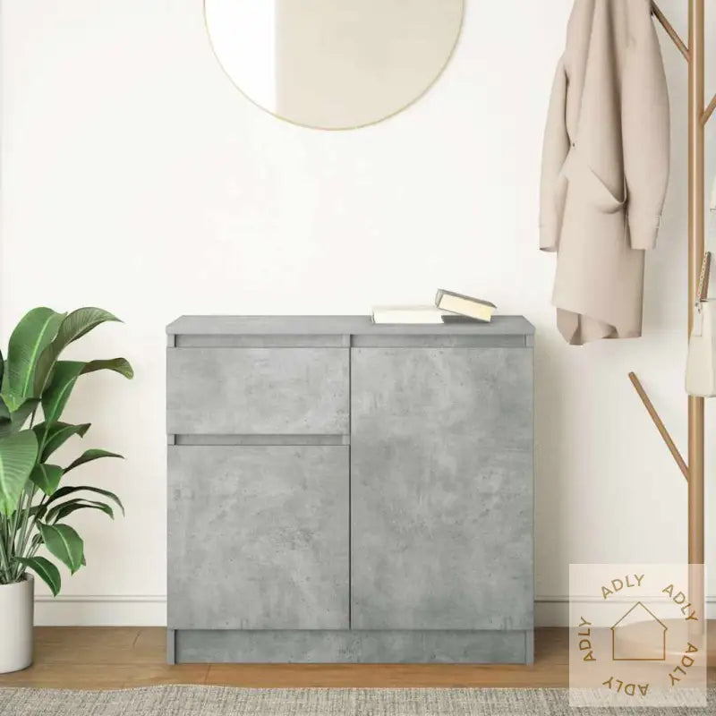 Skjenk Med Skuff Betonggrå 71X35X65 Cm Konstruert Tre