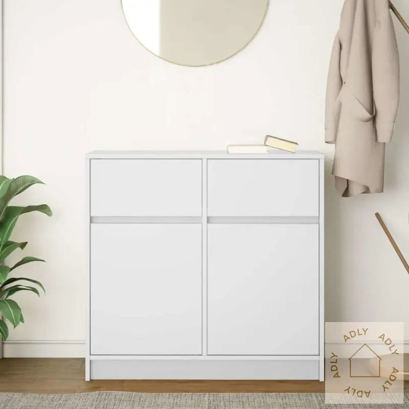 Skjenk Med Skuff Hvit 80X34X76 Cm Konstruert Tre