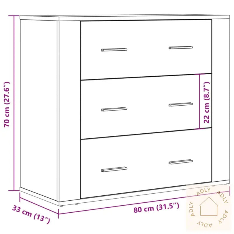 Skjenk Artisan Eik 80X33X70 Cm Konstruert Tre