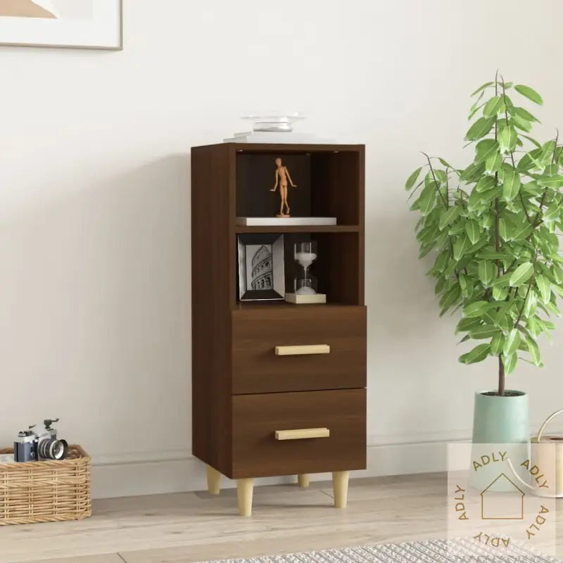 Skjenk Brun Eik 34,5X34X90 Cm Konstruert Tre
