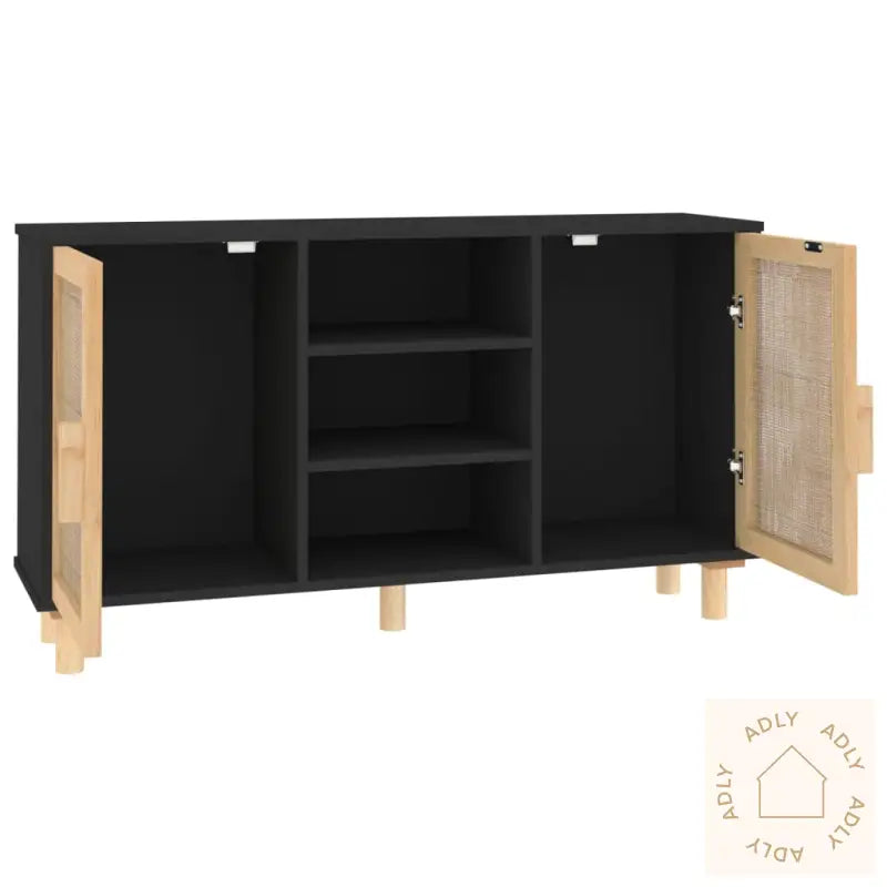 Skjenk Svart 105X30X60 Cm Heltre Furu Og Naturrotting