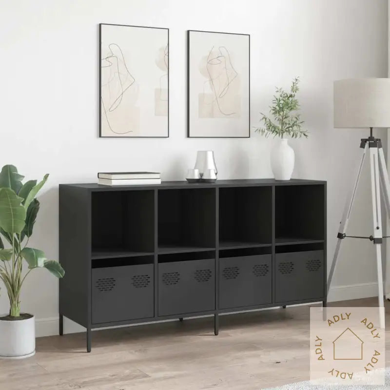 Skjenk Svart 135X39X73,5 Cm Kaldvalset Stål