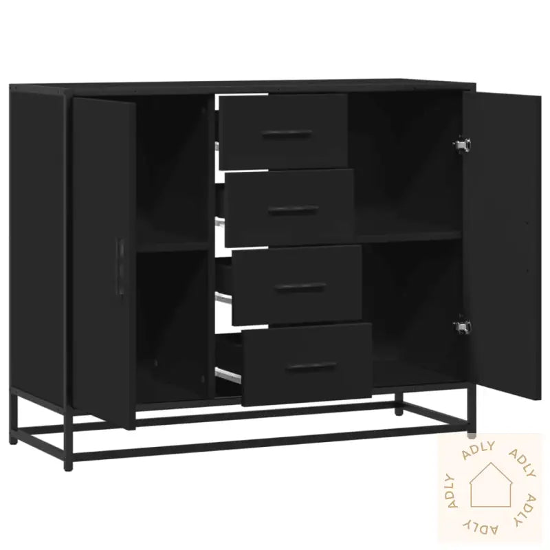 Skjenk Svart 92X35X76 Cm Konstruert Tre
