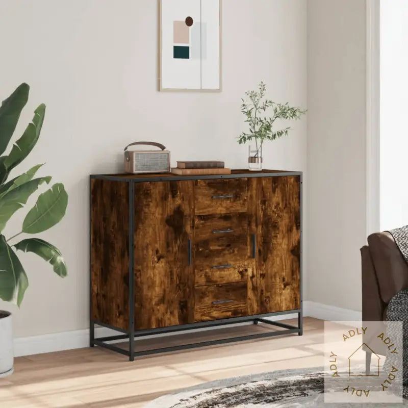 Skjenk Røkt Eik 92X35X76 Cm Konstruert Tre