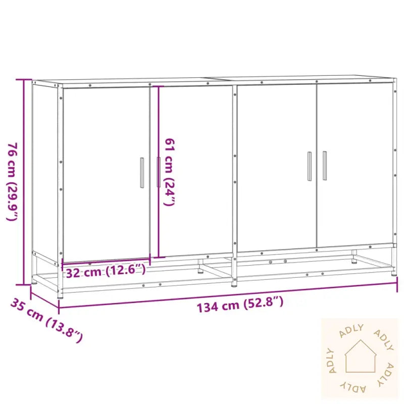 Skjenk Svart 134X35X76 Cm Konstruert Tre