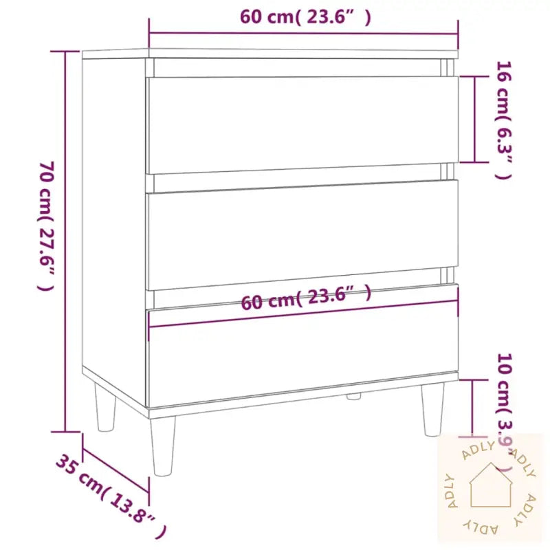 Skjenk Hvit 60X35X70 Cm Konstruert Tre