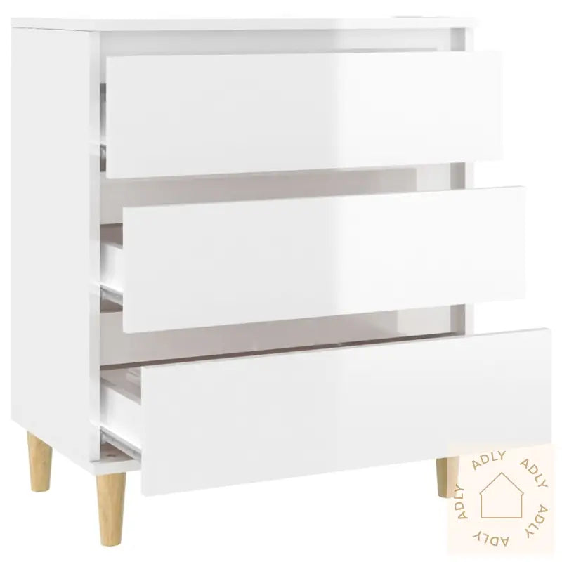 Skjenk Høyglans Hvit 60X35X70 Cm Konstruert Tre