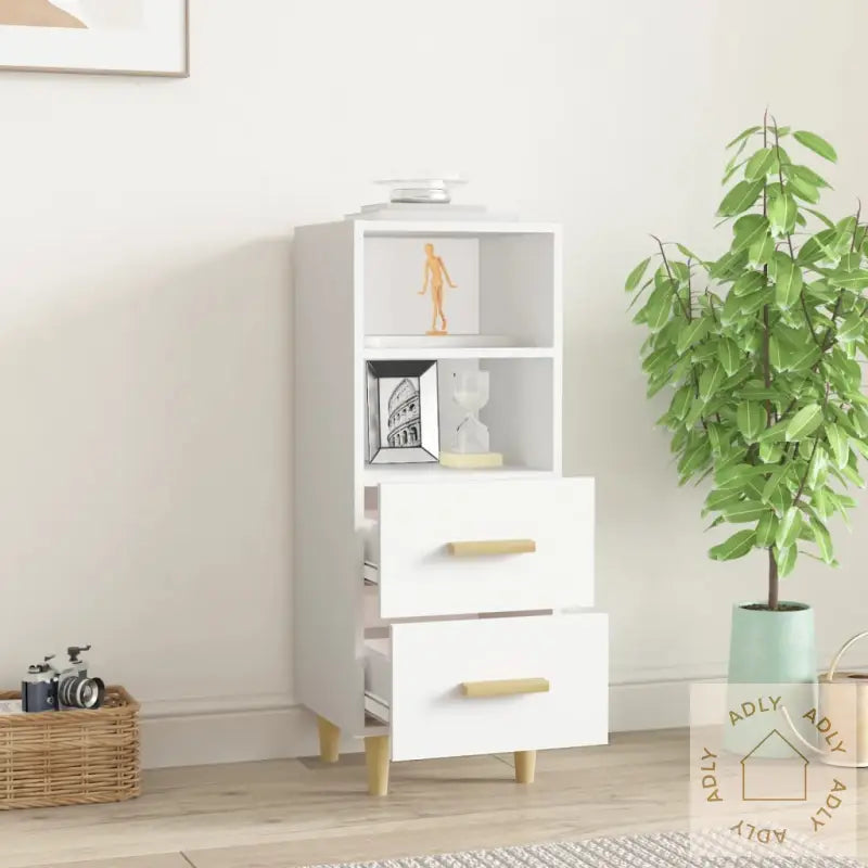 Skjenk Hvit 34,5X34X90 Cm Konstruert Tre