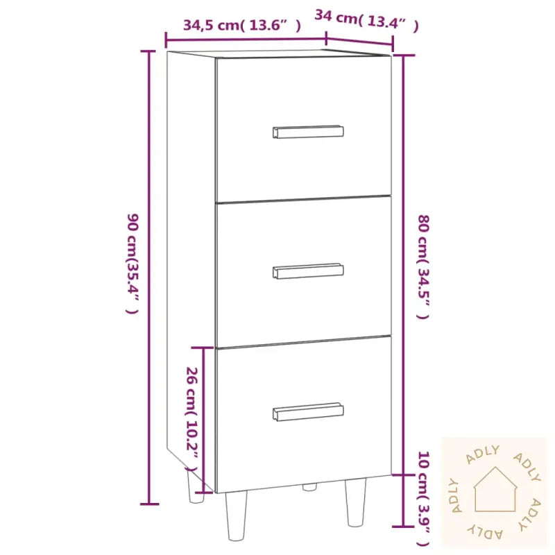 Skjenk Hvit 34,5X34X90 Cm Konstruert Tre
