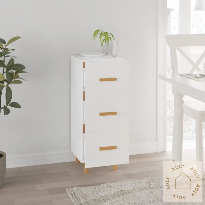 Skjenk Hvit 34,5X34X90 Cm Konstruert Tre