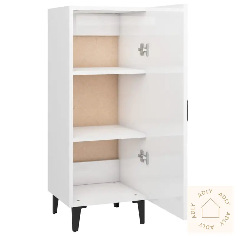 Skjenk Høyglans Hvit 34,5X34X90 Cm Konstruert Tre