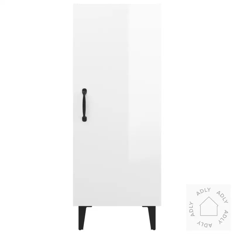 Skjenk Høyglans Hvit 34,5X34X90 Cm Konstruert Tre