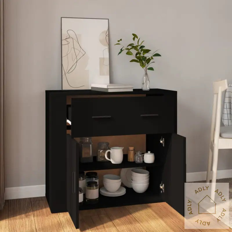 Skjenk Svart 80X33X70 Cm Konstruert Tre