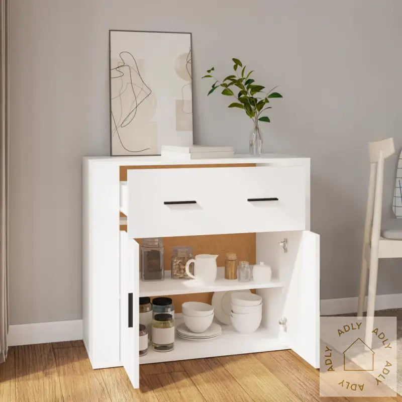 Skjenk Hvit 80X33X70 Cm Konstruert Tre