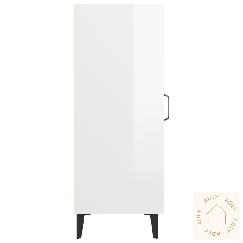 Skjenk Høyglans Hvit 34,5X34X90 Cm Konstruert Tre