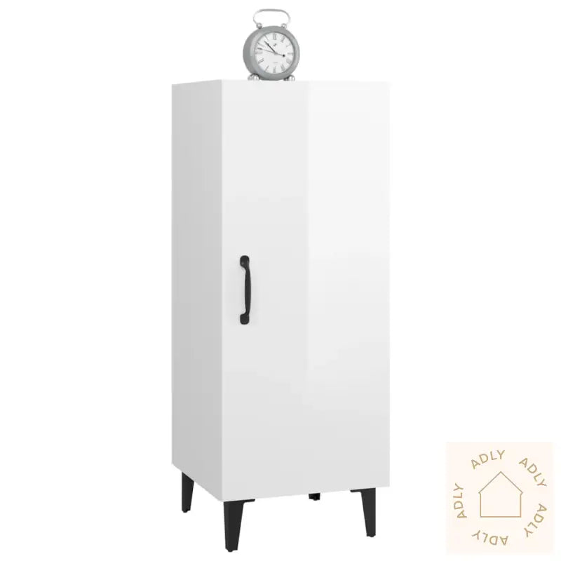 Skjenk Høyglans Hvit 34,5X34X90 Cm Konstruert Tre