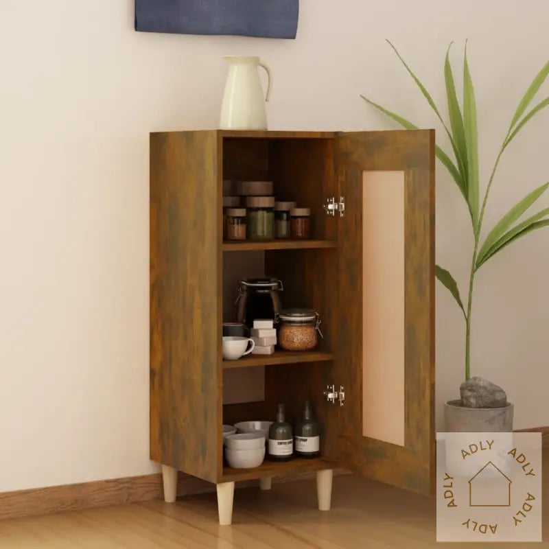 Skjenk Røkt Eik 34,5X34X90 Cm Konstruert Tre
