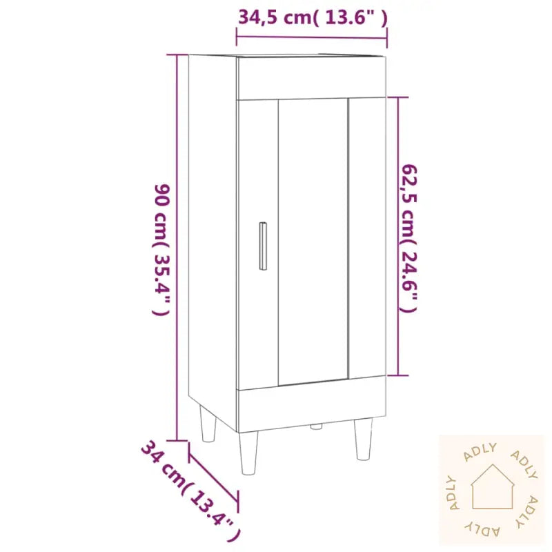 Skjenk Røkt Eik 34,5X34X90 Cm Konstruert Tre