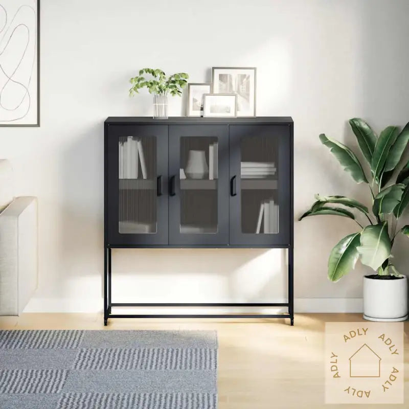 Skjenk Svart 100,5X39X107 Cm Kaldvalset Stål