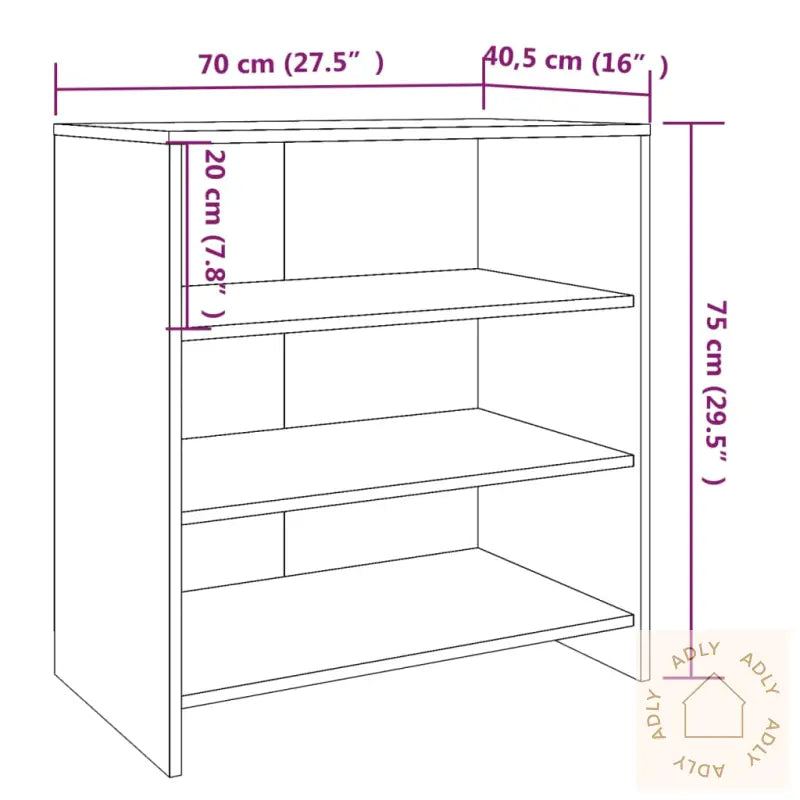 Skjenk Hvit 70X40,5X75 Cm Konstruert Tre