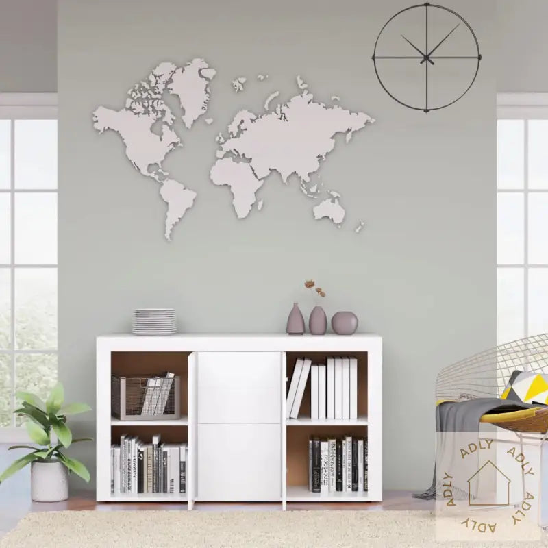 Skjenk Høyglans Hvit 120X36X69 Cm Konstruert Tre