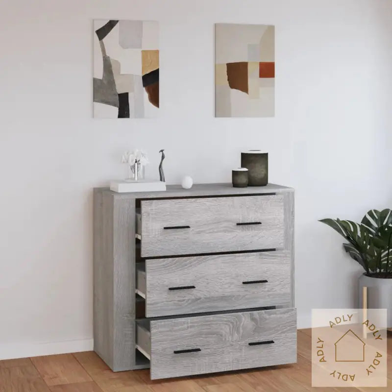 Skjenk Grå Sonoma 80X33X70 Cm Konstruert Tre