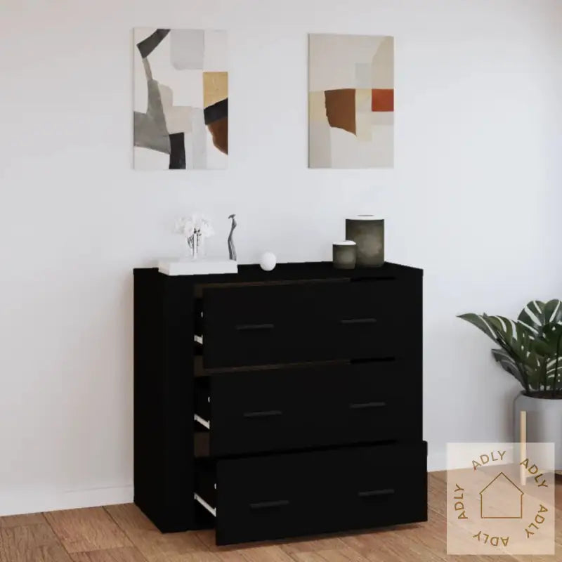 Skjenk Svart 80X33X70 Cm Konstruert Tre