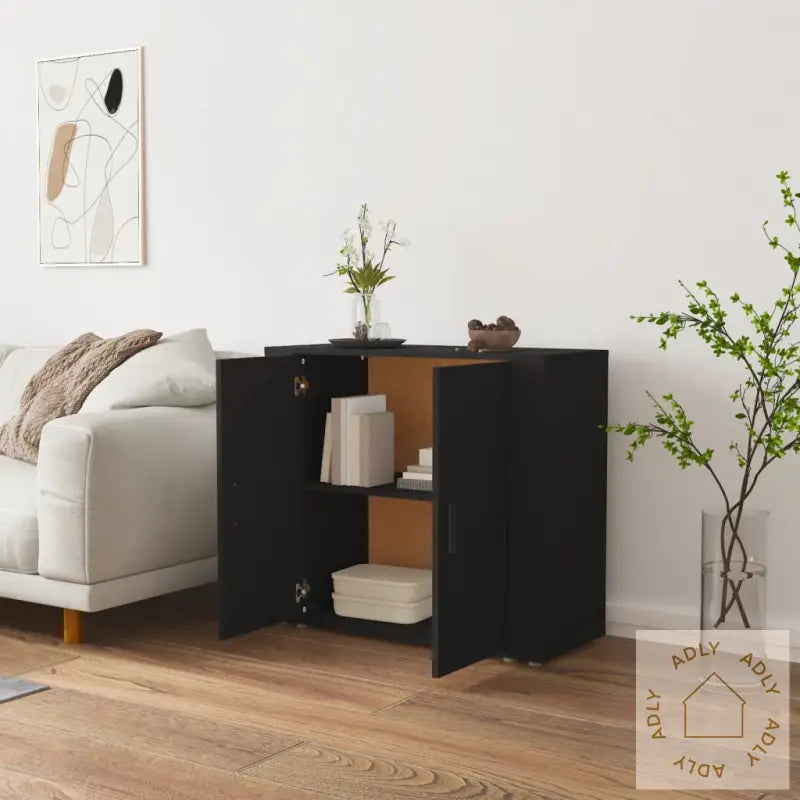 Skjenk Svart 80X33X70 Cm Konstruert Tre