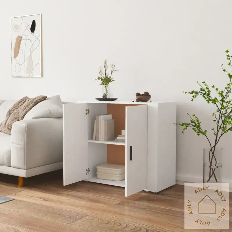 Skjenk Hvit 80X33X70 Cm Konstruert Tre