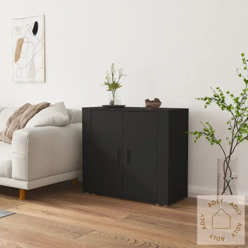 Skjenk Svart 80X33X70 Cm Konstruert Tre