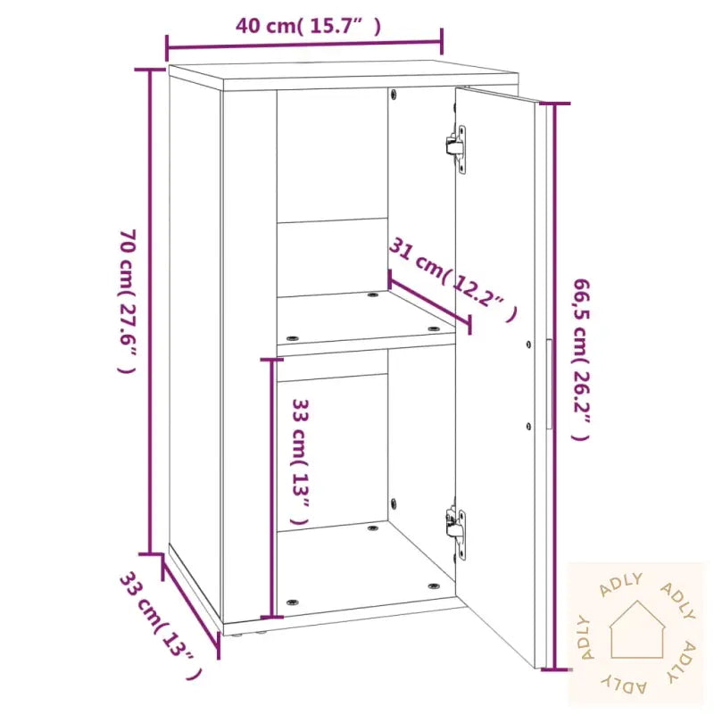 Skjenk Hvit 40X33X70 Cm Konstruert Tre