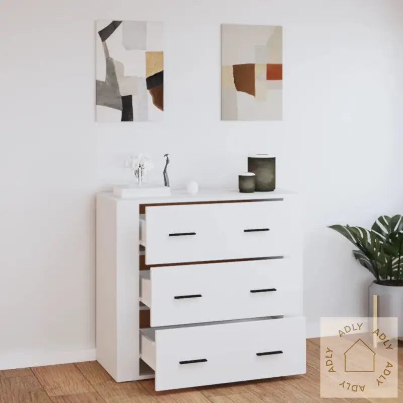 Skjenk Hvit 80X33X70 Cm Konstruert Tre