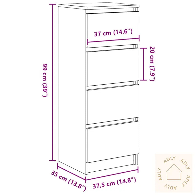 Skjenk Grå Sonoma 37,5X35X99 Cm Konstruert Tre