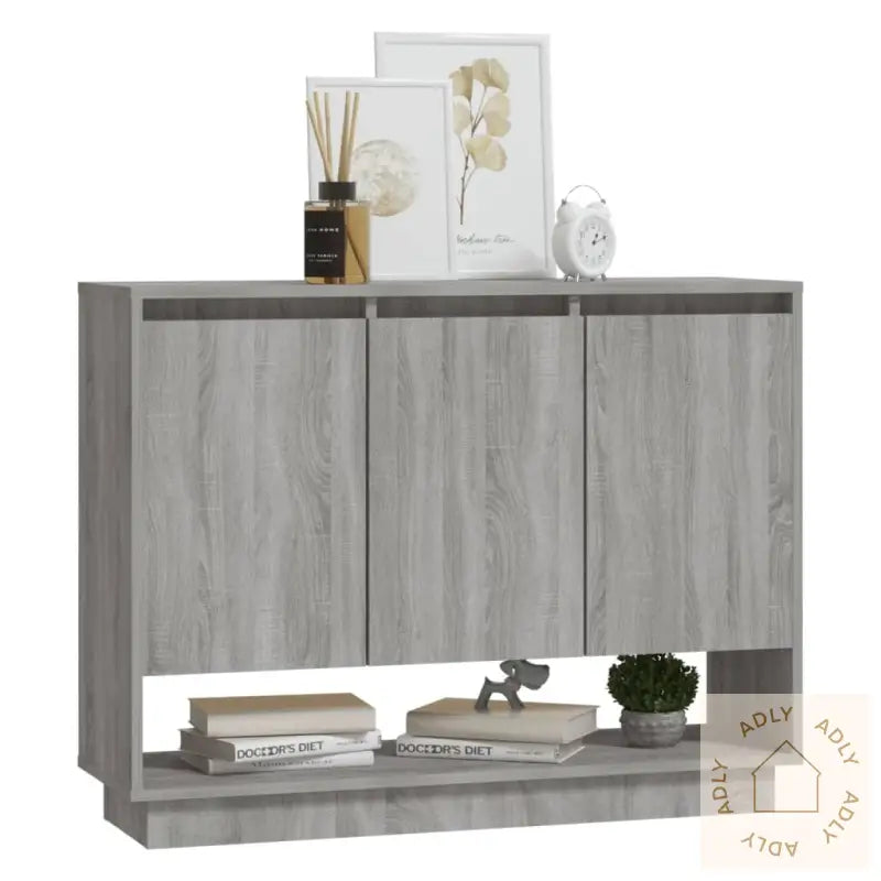 Skjenk Grå Sonoma Eik 97X31X75 Cm Konstruert Tre