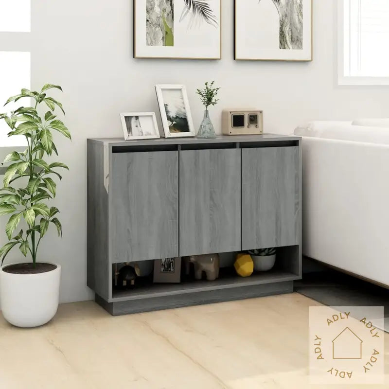 Skjenk Grå Sonoma Eik 97X31X75 Cm Konstruert Tre