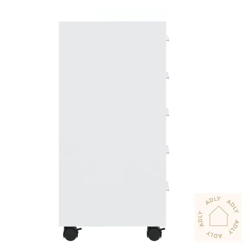 Skuffeskap Med Hjul Høyglans Hvit Konstruert Tre