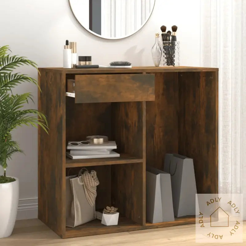 Sminkeskap Røkt Eik 80X40X75 Cm Konstruert Tre
