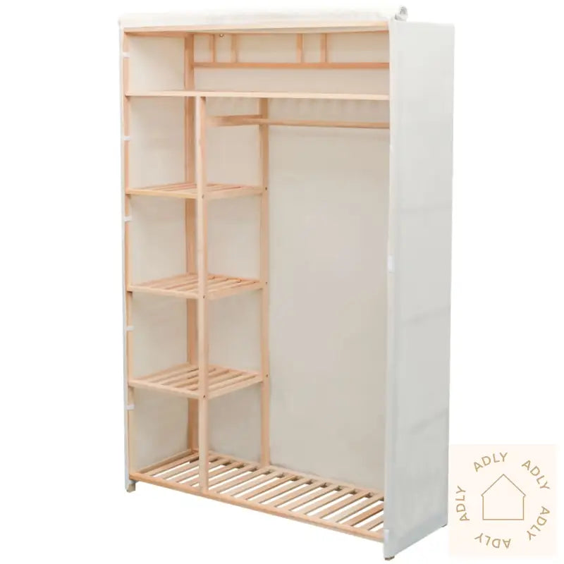 Garderobeskap I Stoff Og Furu 110X40X170 Cm