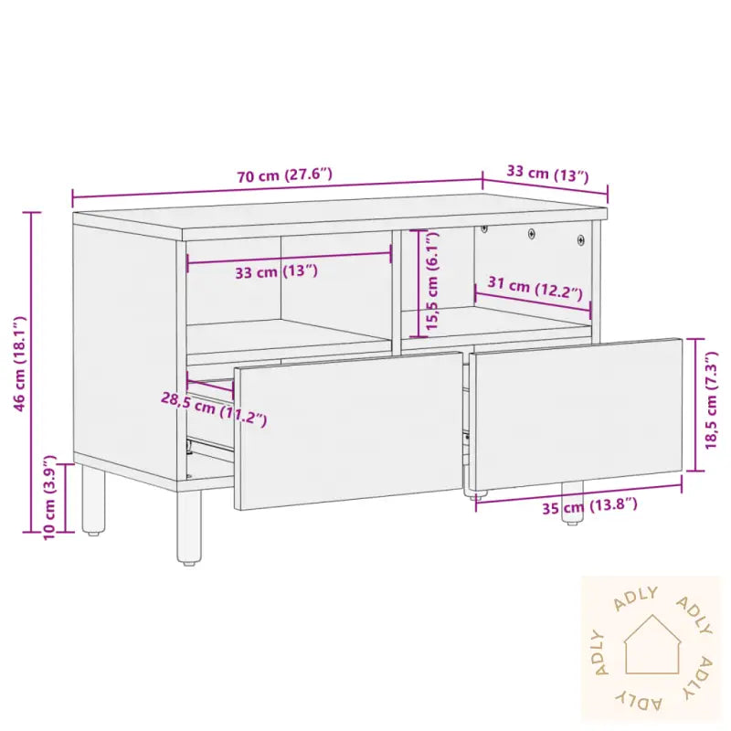 Tv-Benk Svart 70X33X46 Cm Konstruert Tre